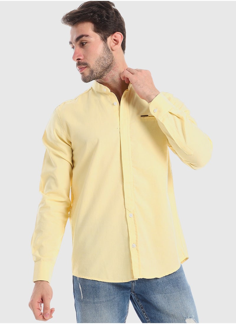 WHITE RABBIT - Mandarin Collar Linen Shirt - Image 1