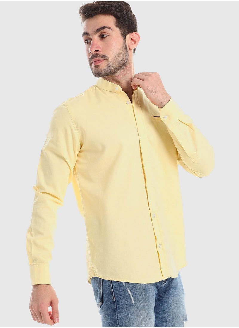 WHITE RABBIT - Mandarin Collar Linen Shirt - Image 1