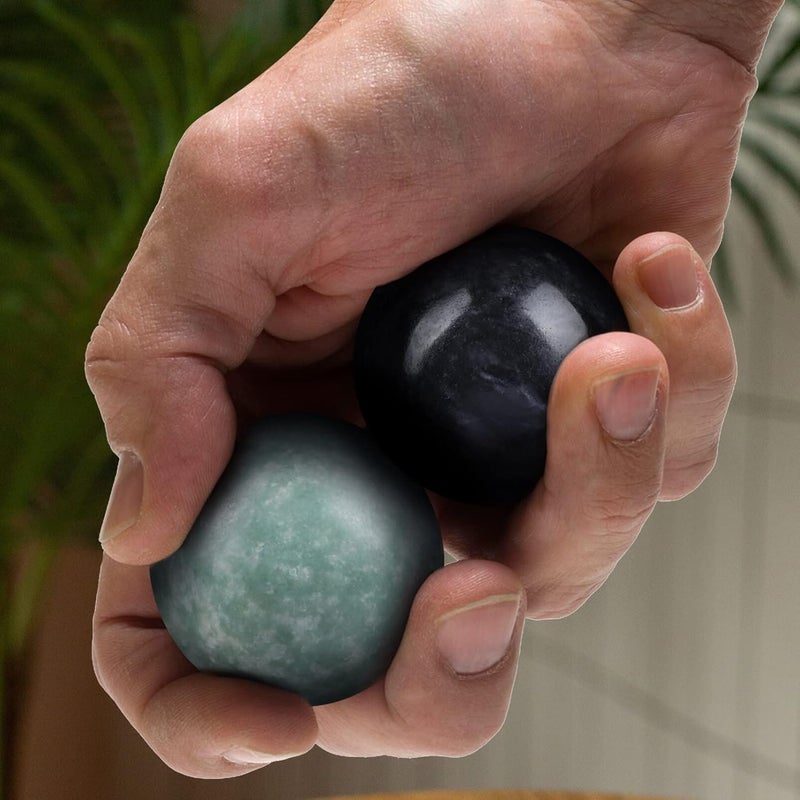 Toyvian 2 Sets Baoding Balls Hand Massage Balls Health Exercise Balls Marble Pattern Balls Chinese Baoding Balls Stress Relieve Balls Massager Balls 2 Green and 2 Black - Image 4