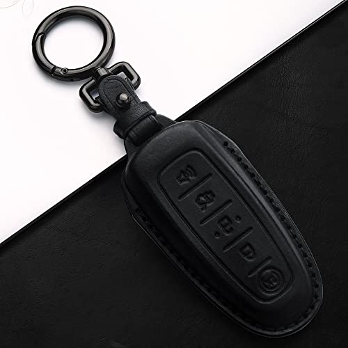 Tukellen for Ford Leather Key Fob Cover Key Shell Case for Ford C-Max Edge Escape Expedition Explorer Flex Focus Taurus Lincoln MKS MKT MKX -Black - Image 4
