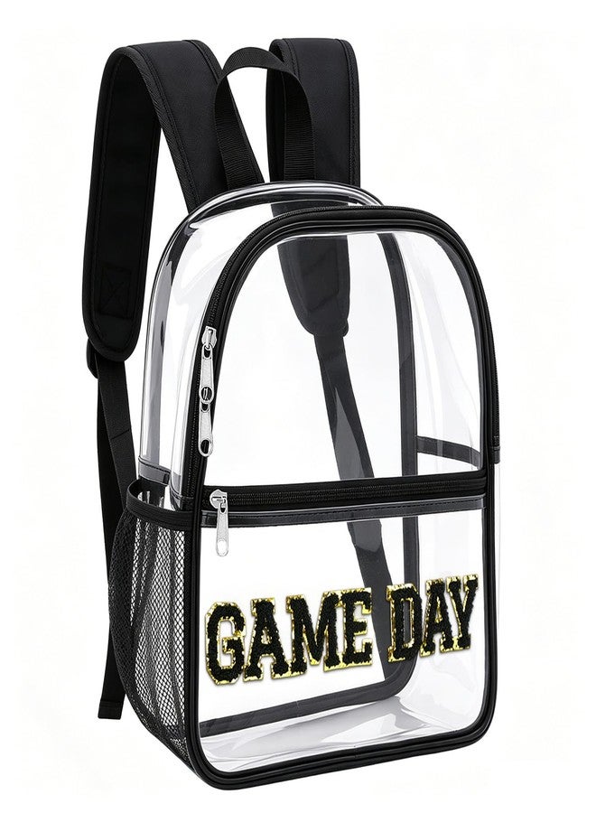 PAMASE Game Day Stadium Approved Clear Backpack - 11"L x 5"W x 12"H Small Clear Bag for Women, with Water Bottle Holder/Front Pocket, Concert Bag for 2026 Soccer Baseball Fans, Festivals, Work, Travel - Image 1