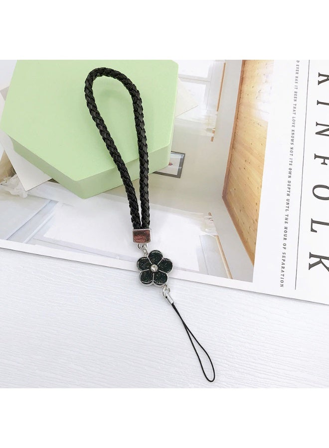 NIBEMINENT Phone Charm/ Chain Strap for Women Girls, Woven Rope Leather Cell Phone Case Lanyard Wrist Strap，A054/Black