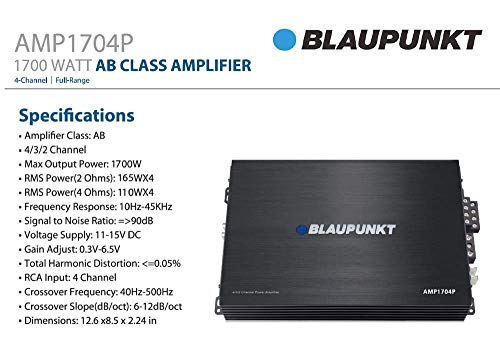 Blaupunkt مضخم صوت Blaupunkt AMP1704P 1700 وات فئة AB كامل النطاق - 4 قنوات كامل - Image 2