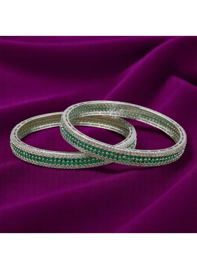 Pretty Precious 430363 Cubic Zirconia Delicate Bangles With Rhodium Plating-Size 2.8 - Image 2