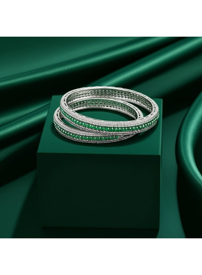 Pretty Precious 430363 Cubic Zirconia Delicate Bangles With Rhodium Plating-Size 2.8 - Image 4