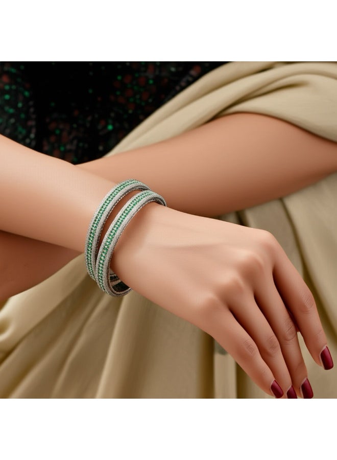 Pretty Precious 430363 Cubic Zirconia Delicate Bangles With Rhodium Plating-Size 2.8 - Image 1