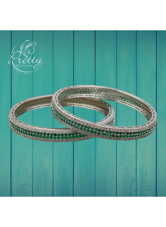 Pretty Precious 430363 Cubic Zirconia Delicate Bangles With Rhodium Plating-Size 2.8 - Image 3