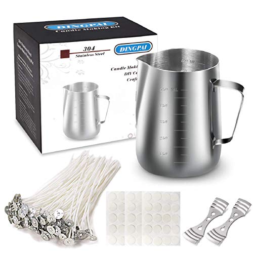 DINGPAI Candle Making Kit, DIY Candles Craft Tools,1pc Candle Make Pouring Pot,50pcs Candle Wicks, 50pcs Candle Wicks Sticker and 2pcs 3-Hole Candle Wicks Holder - Image 1