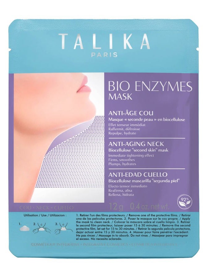 Talika قناع إنزيمات حيوية للرقبة - قناع للرقبة مضاد للتجاعيد - قناع مرطب للرقبة من البيوكيلوز - تأثير الجلد الثاني - 12غ - Image 3