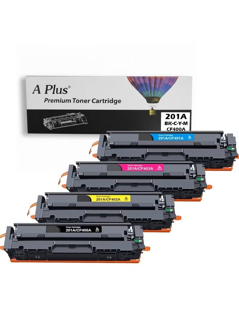 APLUS 201A Compatible Toner (CF400A/401A/402A/403A)(Black, Cyan, Magenta, Yellow) for Color LaserJet Pro M252dw, M252n, MFP M277n, M277dw, M277c6, M274n | Pack of 4 - Image 1