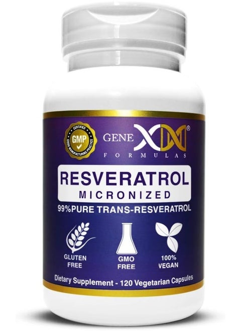 Genex Formulas Trans Resveratrol 1000mg Serving 99% Pure Micronized Pharmaceutical Grade Trans-Resveratrol + Bioperine Extract