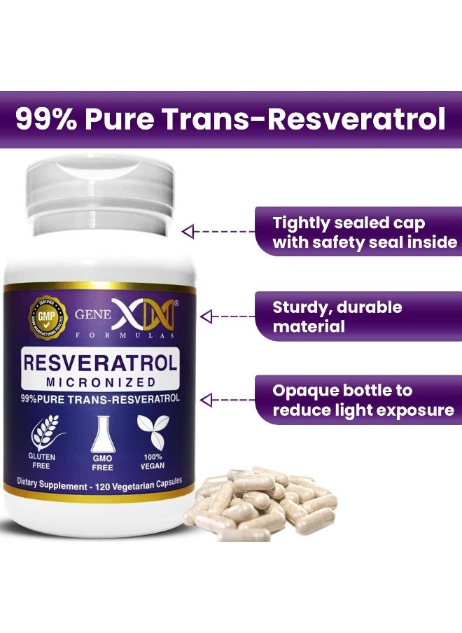 Genex Formulas - Genex Formulas Trans Resveratrol 1000mg Serving 99% Pure Micronized Pharmaceutical Grade Trans-Resveratrol + Bioperine Extract - Image 1