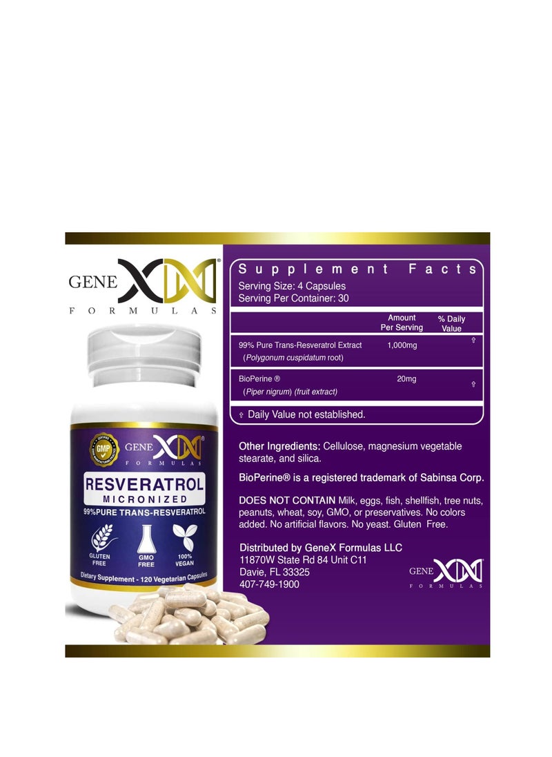 Genex Formulas - Trans Resveratrol 1000mg 120 Vegetarian Capsules - Image 1