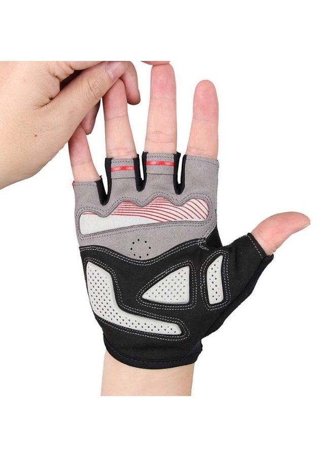 جي يو بي قفازات دراجة هوائية GUB 2099 نصف إصبع ضد الانزلاق مع وسادة جل أحمر مقاس M - Image 4