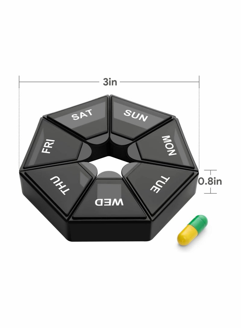 Weekly Pill Organizer, Pill Boxs, Portable Travel Pill Box Dispenser for Vitamin/Fish Oil/Supplements (2Pack) - Image 5