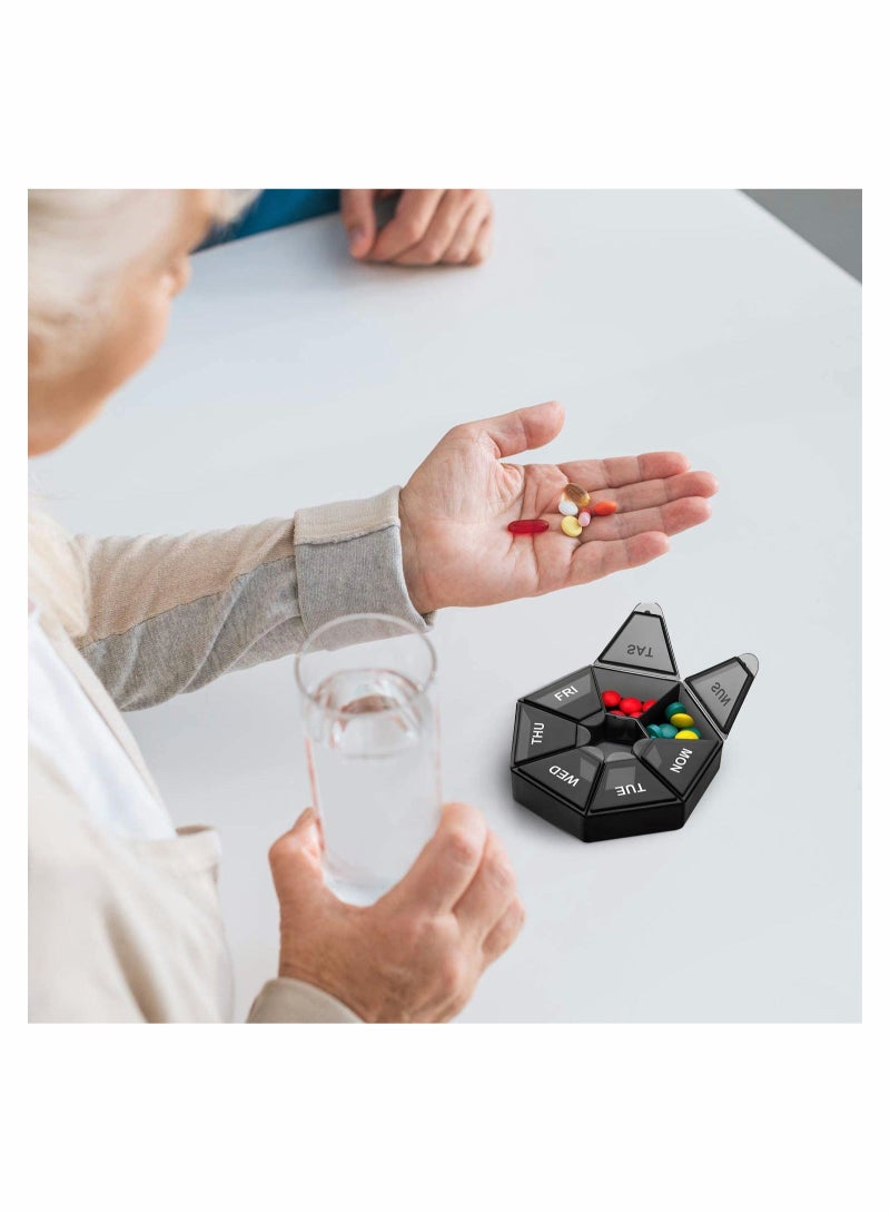 Weekly Pill Organizer, Pill Boxs, Portable Travel Pill Box Dispenser for Vitamin/Fish Oil/Supplements (2Pack) - Image 1