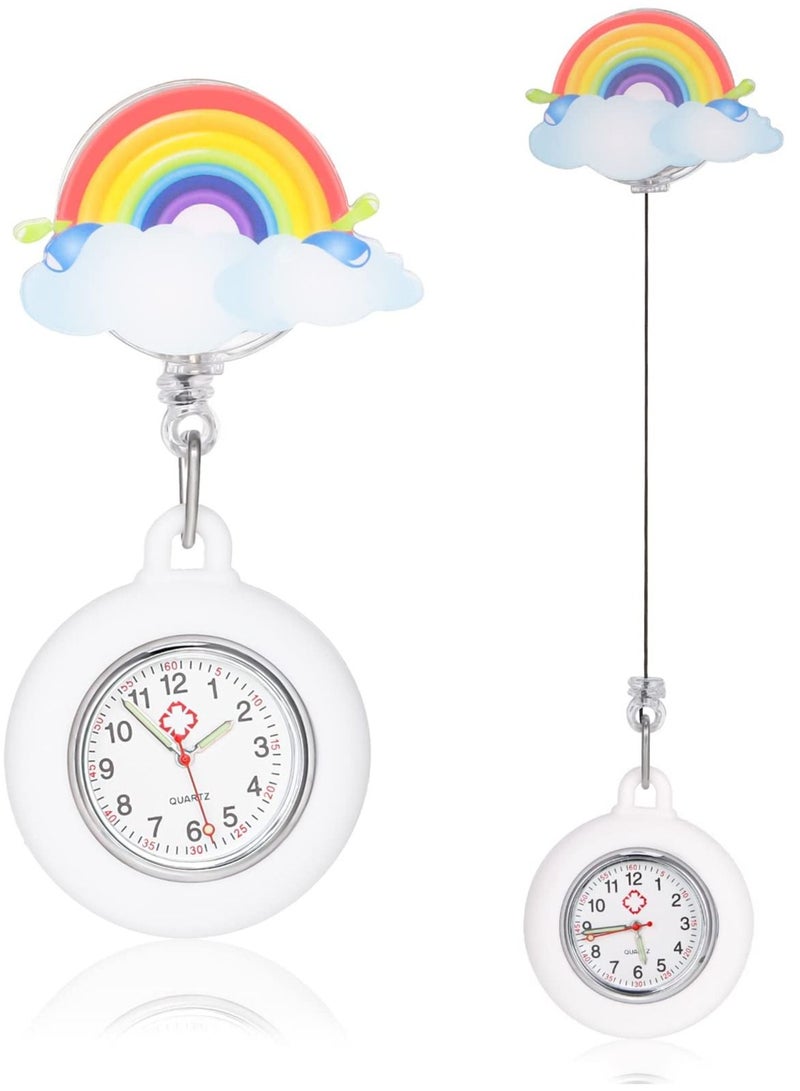 Retractable Cute Nurse Watch Pocket Watch Portable Clip-on Hanging Watch for Nurse Pocket Watch Present for Nurse Doctors Women Students 1 Pieces - Image 1
