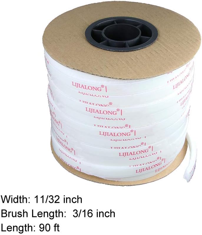 TORRAMI Adhesive Brush Seal Weather Stripping 11/32 inch x 3/16 inch x 90 ft, Dustproof Soundproof Windproof for Windows Bottom and Frame,Sliding Doors Frame,Wardrobe, White - Image 2