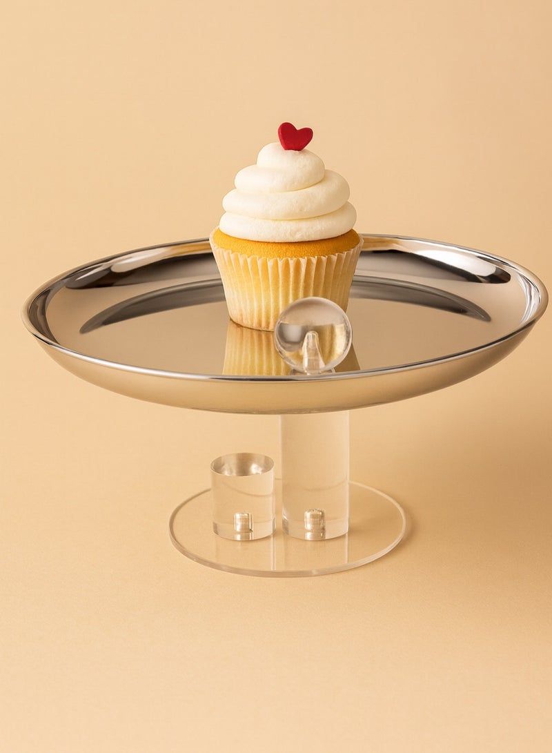 Raz حامل تقديم من الفولاذ المقاوم للصدأ بقاعدة أكريليك للكعك والحلويات والفواكه - كبير (30 × 30 × 16 سم) - Image 1
