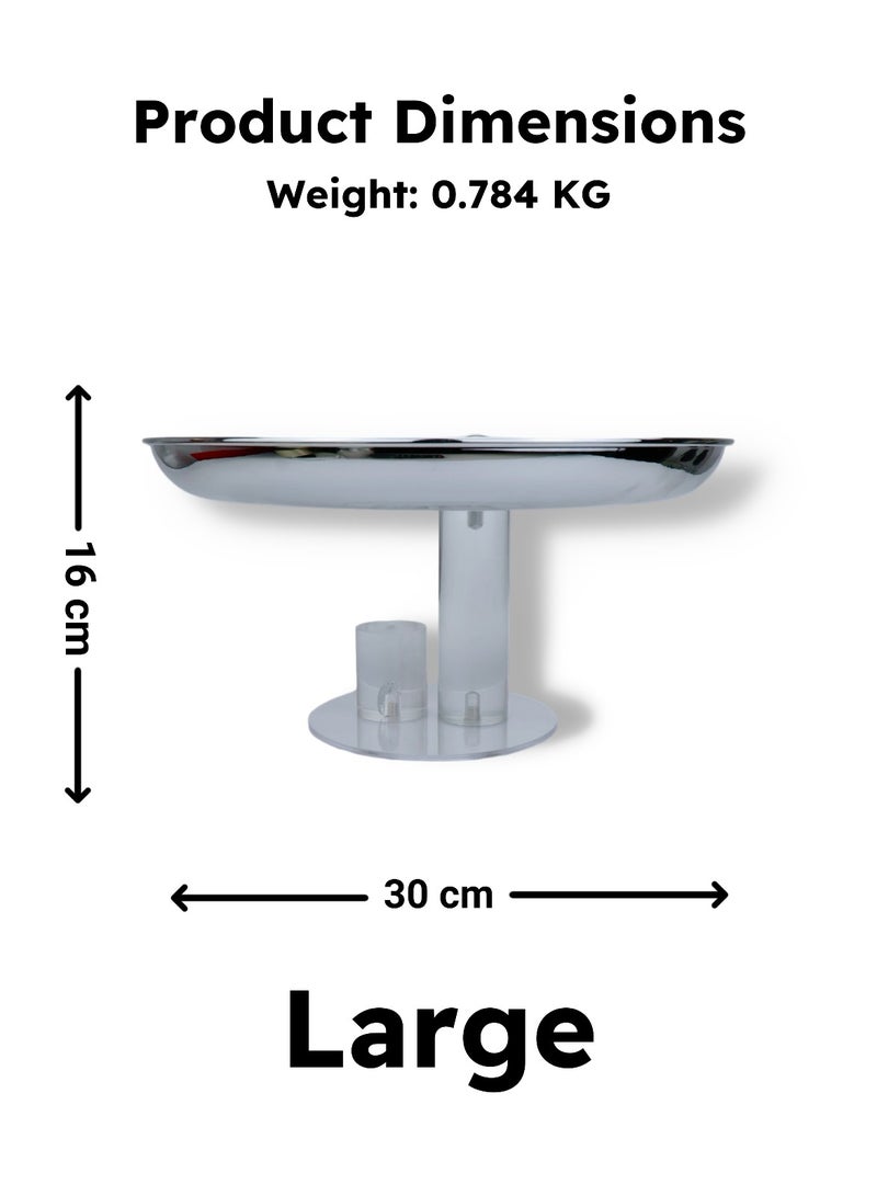 Raz حامل تقديم من الفولاذ المقاوم للصدأ بقاعدة أكريليك للكعك والحلويات والفواكه - كبير (30 × 30 × 16 سم) - Image 4