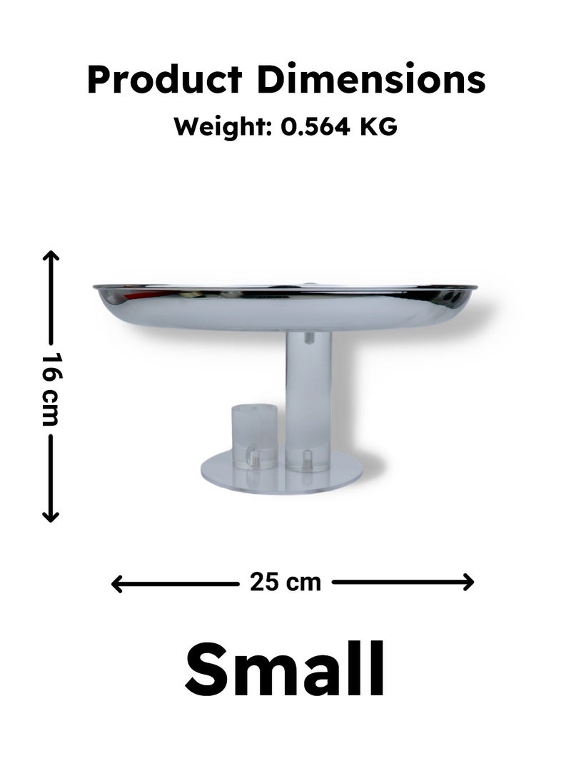 Raz حامل تقديم من الفولاذ المقاوم للصدأ بقاعدة أكريليك للكعك والحلويات والفواكه - كبير (30 × 30 × 16 سم) - Image 5
