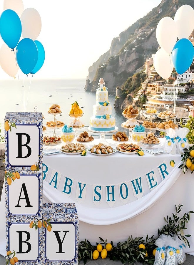 LemonSecret 4 Pcs 11.8 Inch Capri Lemon Baby Shower Party Decorations Amalfi Coast Baby Shower Boxes with Letters Gender Reveal Backdrop First Birthday Centerpiece Decor - Image 4