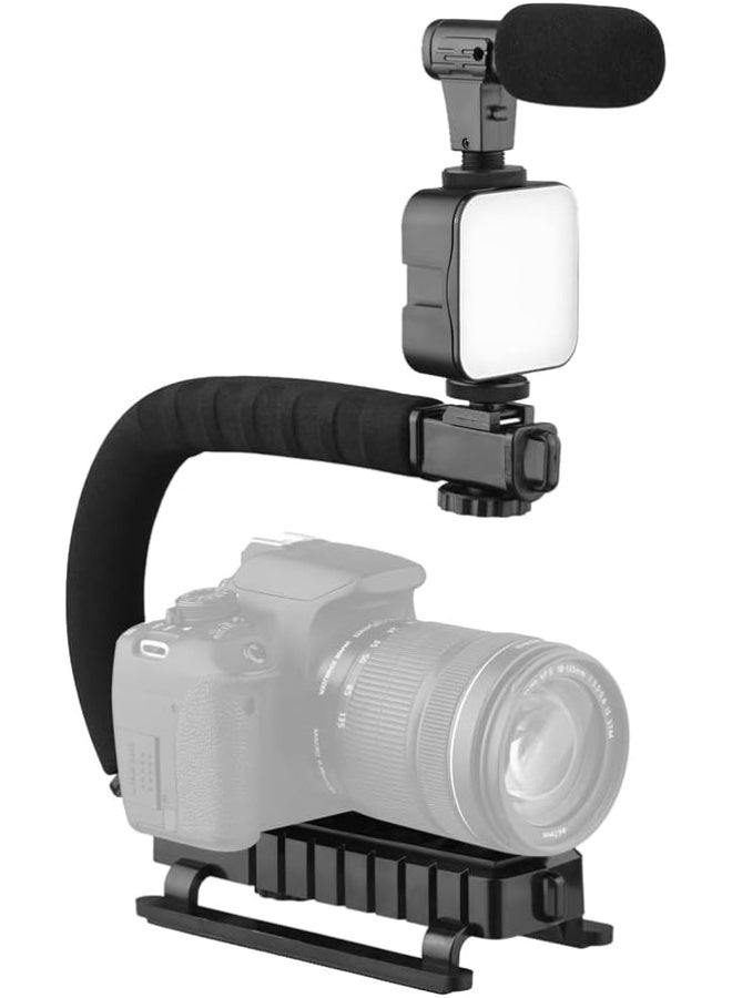 مجموعة صنع الفيديو للكاميرات والهواتف المحمولة | حامل ثلاثي، ميكروفون، مصباح، حامل عالمي للموبايل وجهاز تحكم عن بعد - Image 3