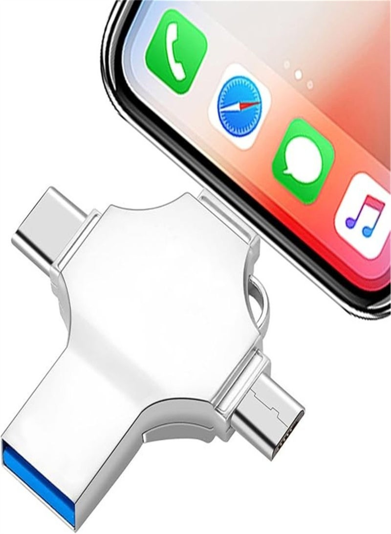 محرك أقراص فلاش USB USB C ذاكرة فلاش 64 جيجابايت 4 في 1 محرك أقراص متعدد الوظائف مع منافذ Micro USB Type-C لأجهزة Android الذكية Iphone Pad MacBook والكمبيوتر المحمول - Image 2