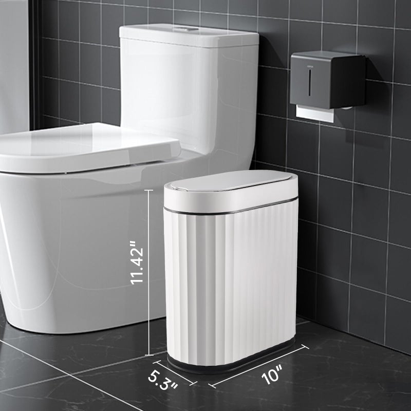 ELPHECO Bathroom Trash Can with Lid 2 Gallon Small Sensor Garbage Can, Slim Smart Trash Bin, Waterproof Automatic Wastebasket, Narrow Plastic Garbage Bin for Bathroom, Black and White - Image 2