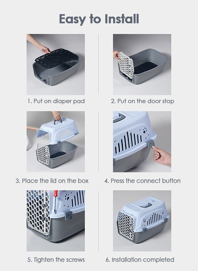 Bukela Pet Carrier Cat Cage, Hard-Sided Puppy Dog Carrier with Front Door, Easy Assembly Featuring Secure Side-Clip Construction, Travel Kennel Carrier for Quick Trips, 31cm*46cm*33cm  - Image 4