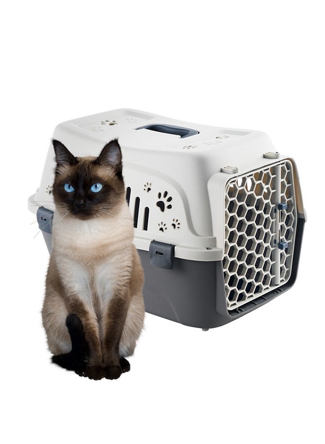 Bukela Pet Carrier Cat Cage, Hard-Sided Puppy Dog Carrier with Front Door, Easy Assembly Featuring Secure Side-Clip Construction, Travel Kennel Carrier for Quick Trips, 31cm*46cm*33cm  - Image 1
