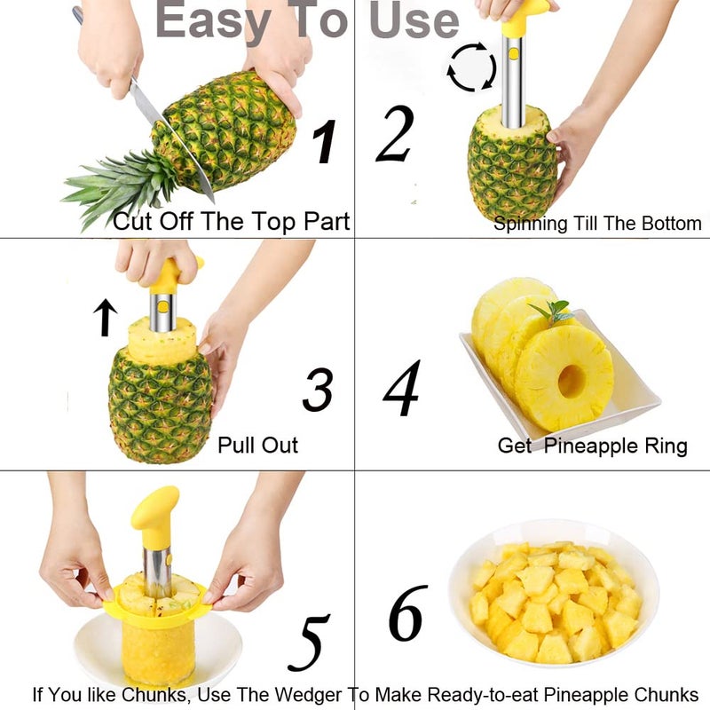 SameTech Easy Kitchen Tool Stainless Steel Fruit Pineapple Peeler Corer Slicer Cutter - Image 5