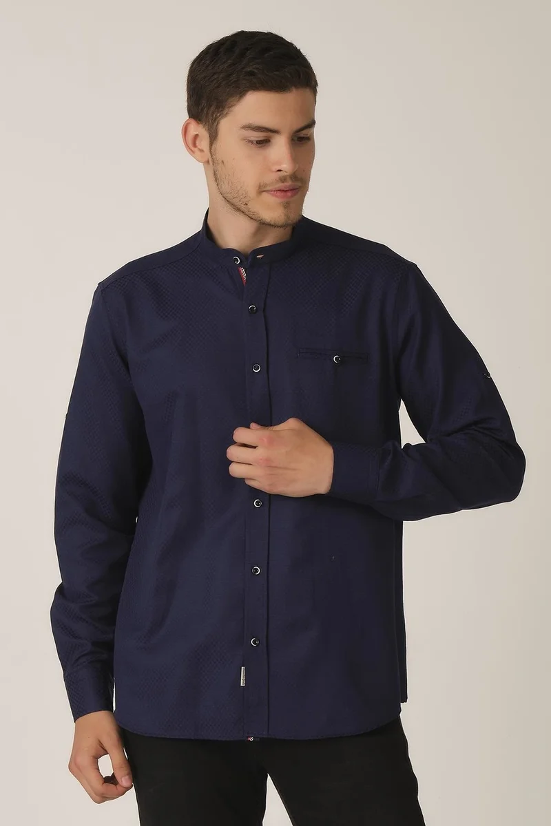 الكسندر جاردي Fold-down Sleeve Regular Fit Shirt (E21-32502)