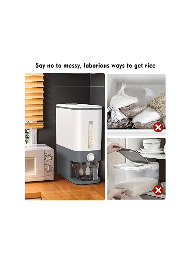 Zaboon Dispenser 2225 Lbs Rice Container With Measuring Cup Upgraded Builtin Fresh Box Cereal Dispenser Storage With Lids For Home Kitchen Pantry Rice Soybean Corn White (‎T2) - Image 3