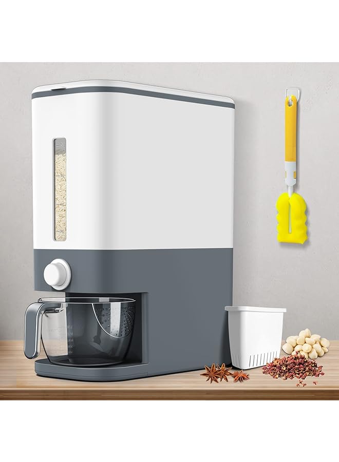 Zaboon Dispenser 2225 Lbs Rice Container With Measuring Cup Upgraded Builtin Fresh Box Cereal Dispenser Storage With Lids For Home Kitchen Pantry Rice Soybean Corn White (‎T2) - Image 1