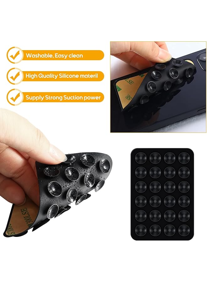Excefore 12 Pcs Phone Suction Mat, Non Slip Phone Suction Cup Mat, Adhesive Phone Accessory Holder, Suitable For Home Kitchen Mirror Bathroom (Black) - Image 2