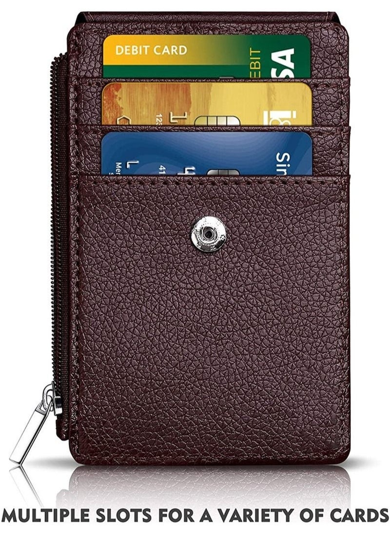 Aikanbo Badge Holder with Zipper, PU Leather ID Badge Card Holder Wallet with 5 Card Slots, 1 Side RFID Blocking Pocket and 20 inch Neck Lanyard Strap for Offices ID/School ID/Driver Licence  - Image 5