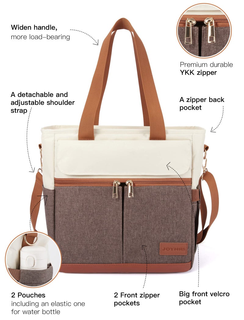 JOYHILL Lunch Bag for Man, Lunch Tote for Woman, Leakproof Insulated Lunch Box with Shoulder Strap, Adult Reusable Lunch Cooler Tote Bags for Work PicnicCamping Beach (B-BROWN) - Image 2