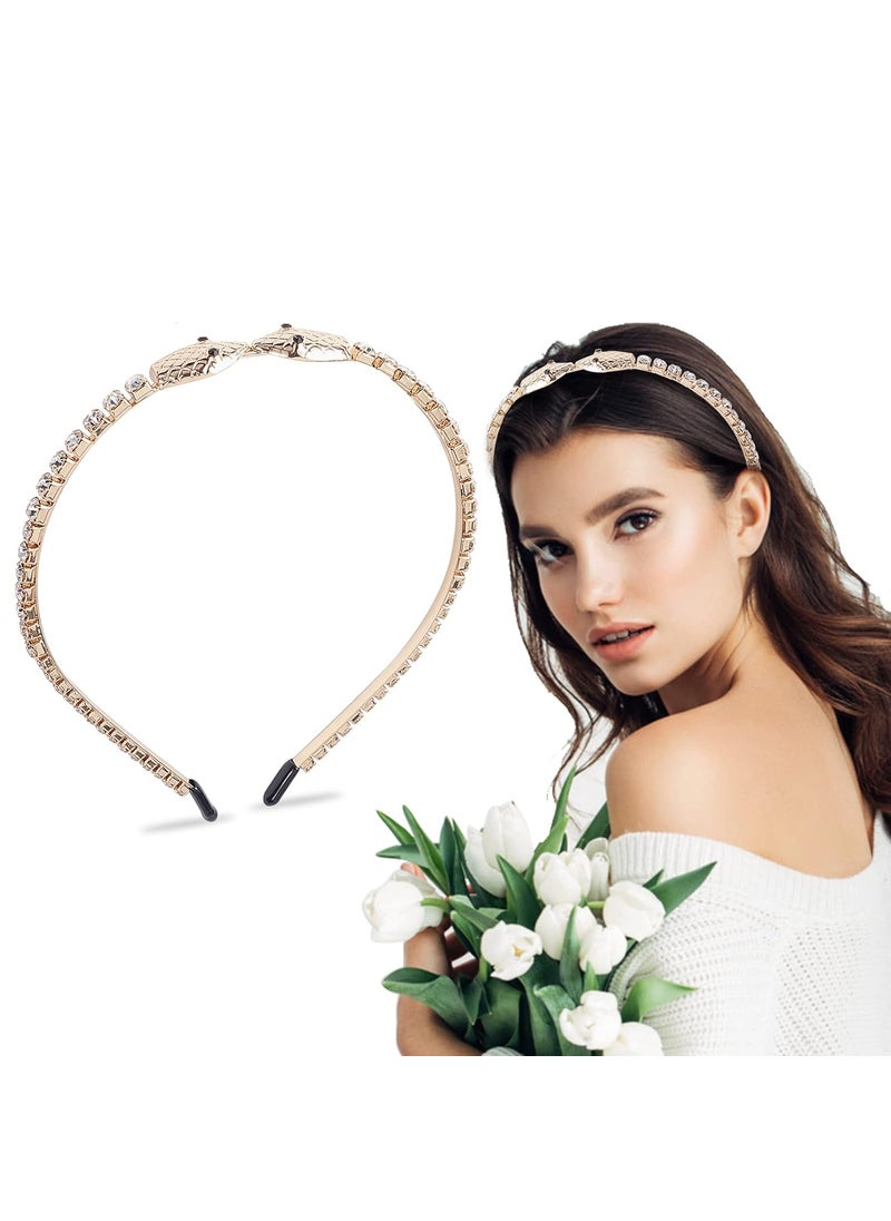 NICENEEDED - NICENEEDED Snake Crystal Headbands for Women Delicate Wedding Hairbands Fashion Rhinestone Headband Rose Gold Metal Headband Decorative Headpiece Headdress for Girls Women Bride - Image 1