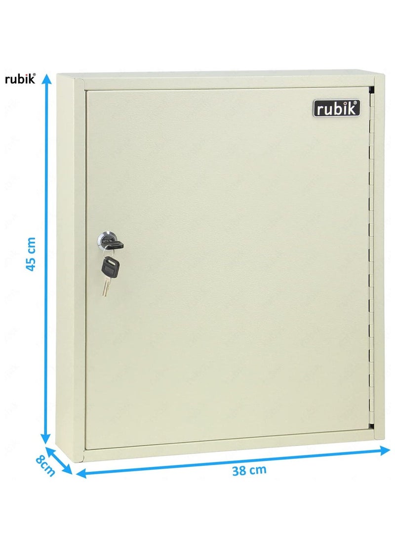Rubik 80-Keys Metal Storage Cabinet Safe Box with Key Lock, Wall Mounted Key Storage Cabinet Organizer for Hotels Realestate Warehouse Schools Universities Business (Off White) - Image 3