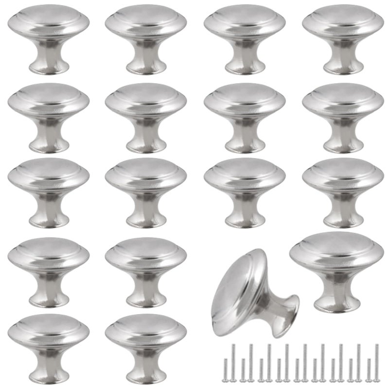Romeda 30mm Silver Cabinet Knobs - 18 Pieces Drawer Pulls for Dressers, Kitchen, Cabinets With Screw - Image 1