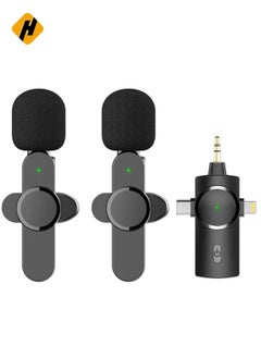 HuHa Dual Wireless Lavalier Lapel Microphone for iPhone, Android, Camera-Cordless Double Mics Plug-Play 2.4G Ultra Low Delay Built-in Noise Reduction Chip 7H Long Working Time for Two-Person Creator  - Image 1