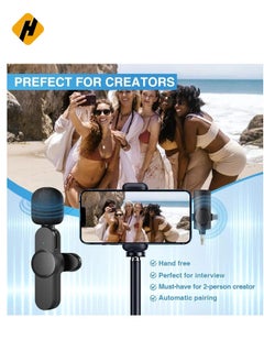 HuHa Dual Wireless Lavalier Lapel Microphone for iPhone, Android, Camera-Cordless Double Mics Plug-Play 2.4G Ultra Low Delay Built-in Noise Reduction Chip 7H Long Working Time for Two-Person Creator  - Image 2