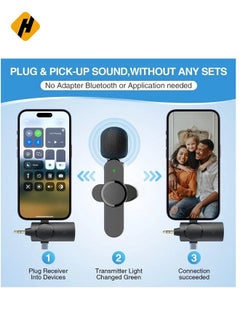 HuHa Dual Wireless Lavalier Lapel Microphone for iPhone, Android, Camera-Cordless Double Mics Plug-Play 2.4G Ultra Low Delay Built-in Noise Reduction Chip 7H Long Working Time for Two-Person Creator  - Image 3