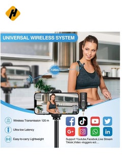 HuHa Dual Wireless Lavalier Lapel Microphone for iPhone, Android, Camera-Cordless Double Mics Plug-Play 2.4G Ultra Low Delay Built-in Noise Reduction Chip 7H Long Working Time for Two-Person Creator  - Image 4