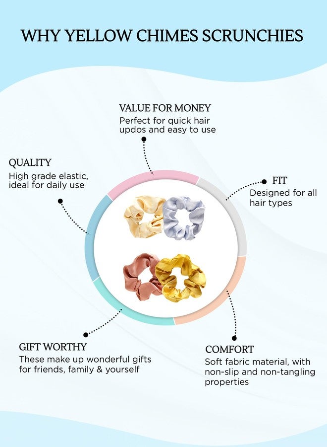 تشيميز أصفر مجموعة يلو تشايمز المكونة من 4 قطع من ربطات الشعر متعددة الألوان، وربطات شعر مطاطية، وإكسسوارات شعر للنساء (عبوة من 4 قطع) - Image 3
