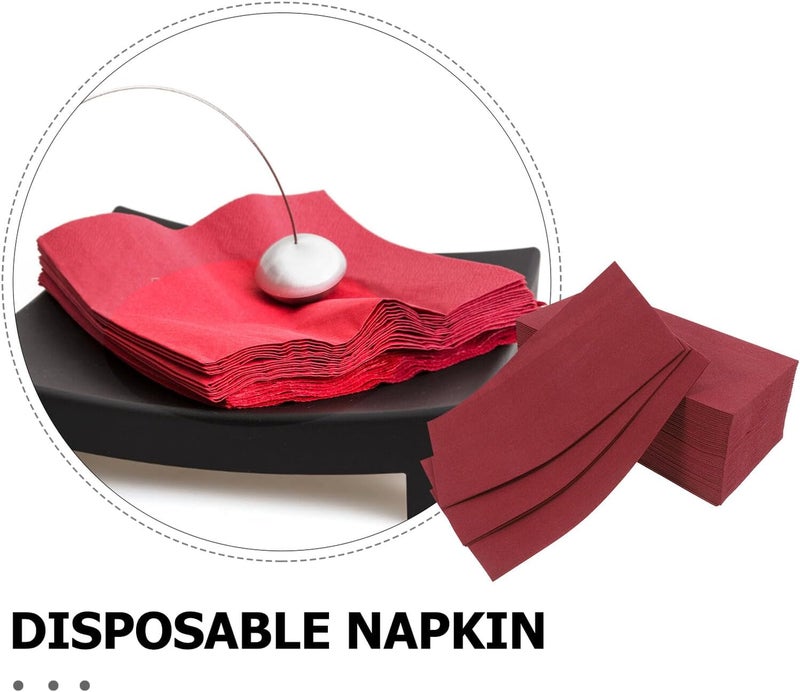 Uonlytech Disposable Wine Red Napkins 30x43cm 50 Sheets Non-lint Dinner Paper Napkins for Weddings Parties Bathroom Guest Hand Towels - Image 3