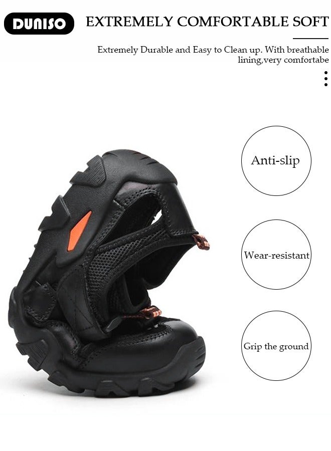 DUNISO Men's Sport Sandals Outdoor Hiking Sandals Closed Toe Athletic Waterproof Trail Walking Casual Sandals Water Shoes,leather Slippers (Size 42) - Image 5