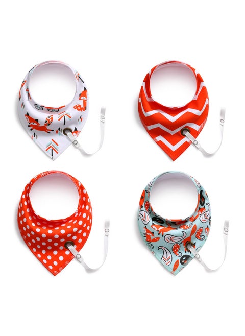 Pack Of 4 Baby Bandana Drool Bibs With Pacifier Holder
