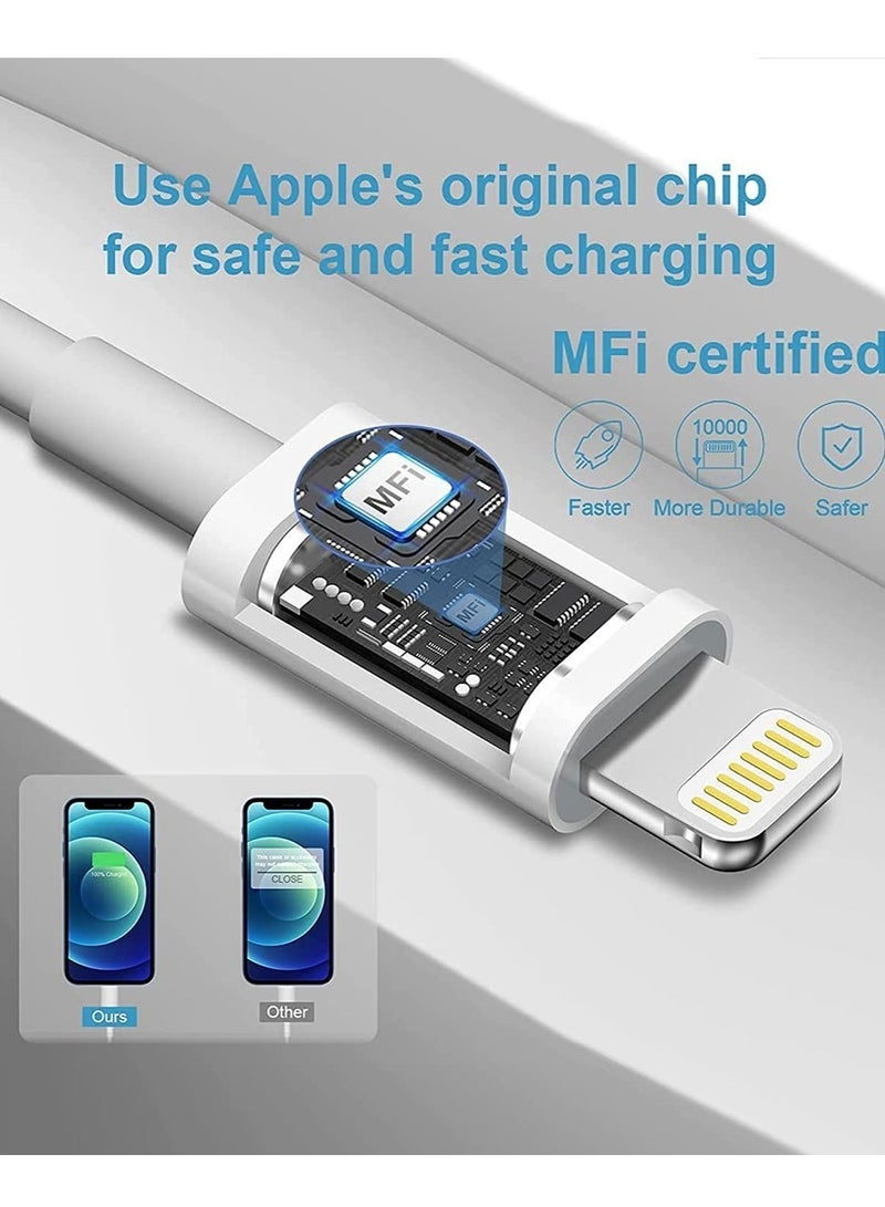 MUNTAQI iPhone Fast Charger Plug & Cable 2mT, [Apple MFi Certified] iPhone 20W USB C USB C Charger Power Adapter w/ USB C to Lightning Cable iPhone 13/12/SE/11/XS/XR/X/8, iPad, AirPod, White - Image 5